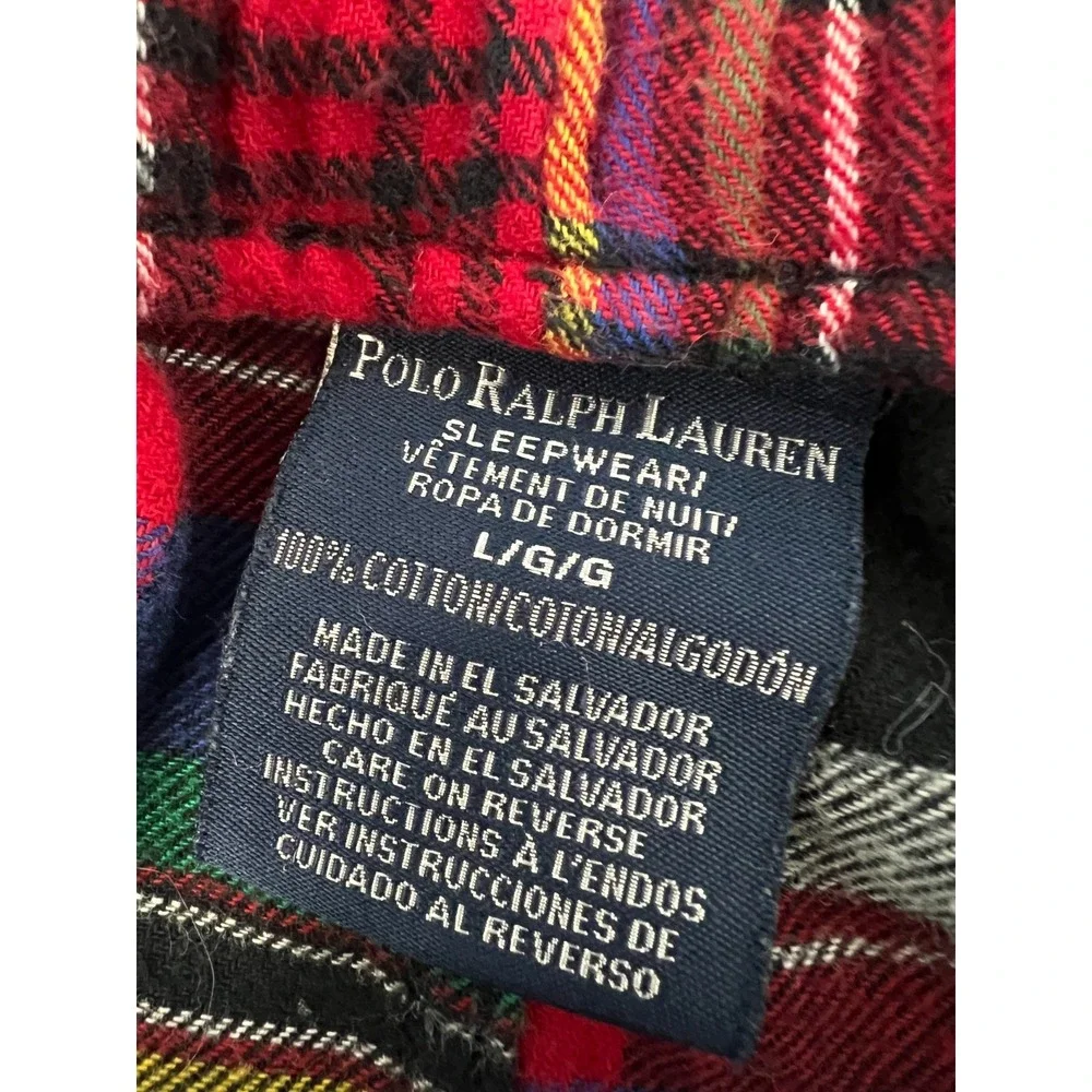 Polo Ralph Lauren plaid cotton pajama pants L drawstring elastic waist lounge